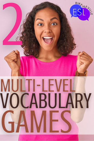 woman is excited about vocabulary games in her English class