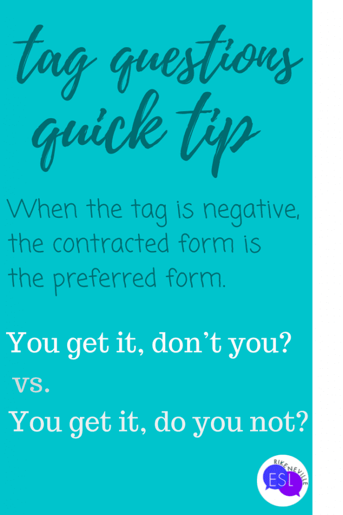 quick tip on contractions in tag questions