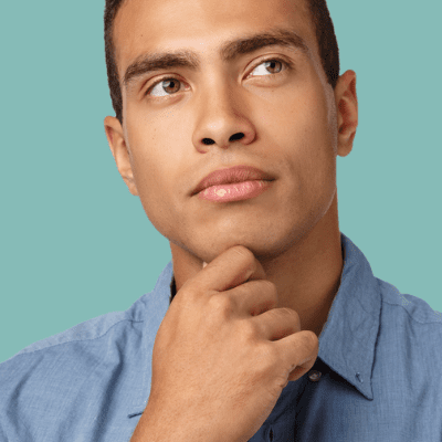 man thinks deeply about comparative adjectives