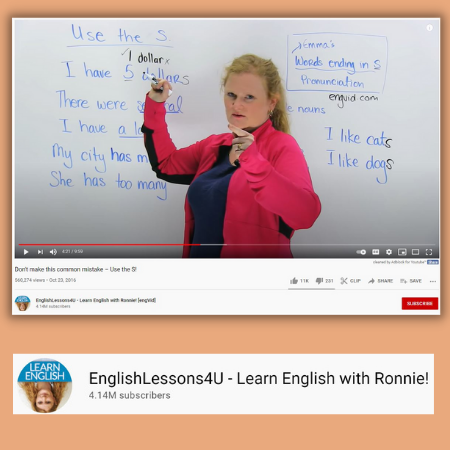 A screenshot of a YouTube video to use with plural noun activities