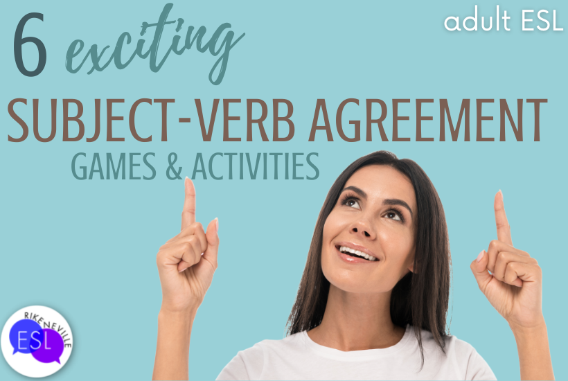 woman is happy about subject verb activities and games
